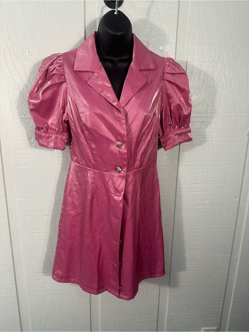Fate Pink Puff Sleeve Dress Size Small EUC